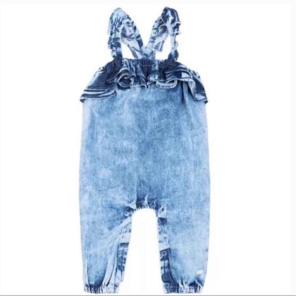 7 For All Mankind Acid Wash chambray Romper 3-6 months NWT